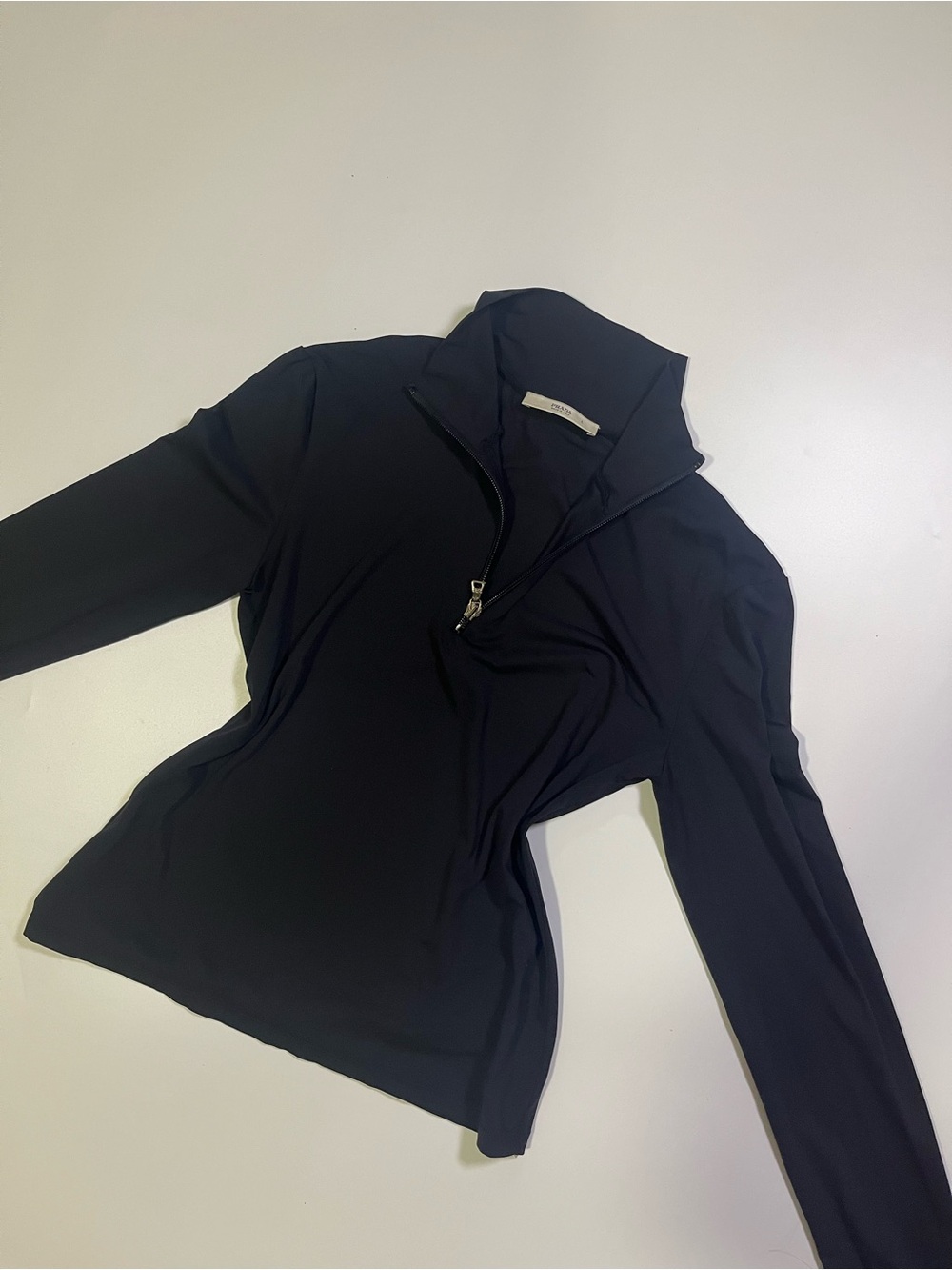 prada black long sleeve quarter zip